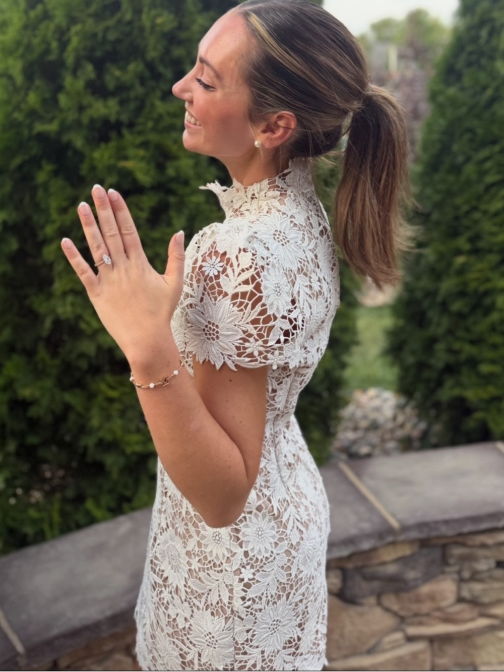REVOLVE & Stone Cold Fox - Amy Dress White Floral Lace High-Neck Mini - Picture 4 of 5